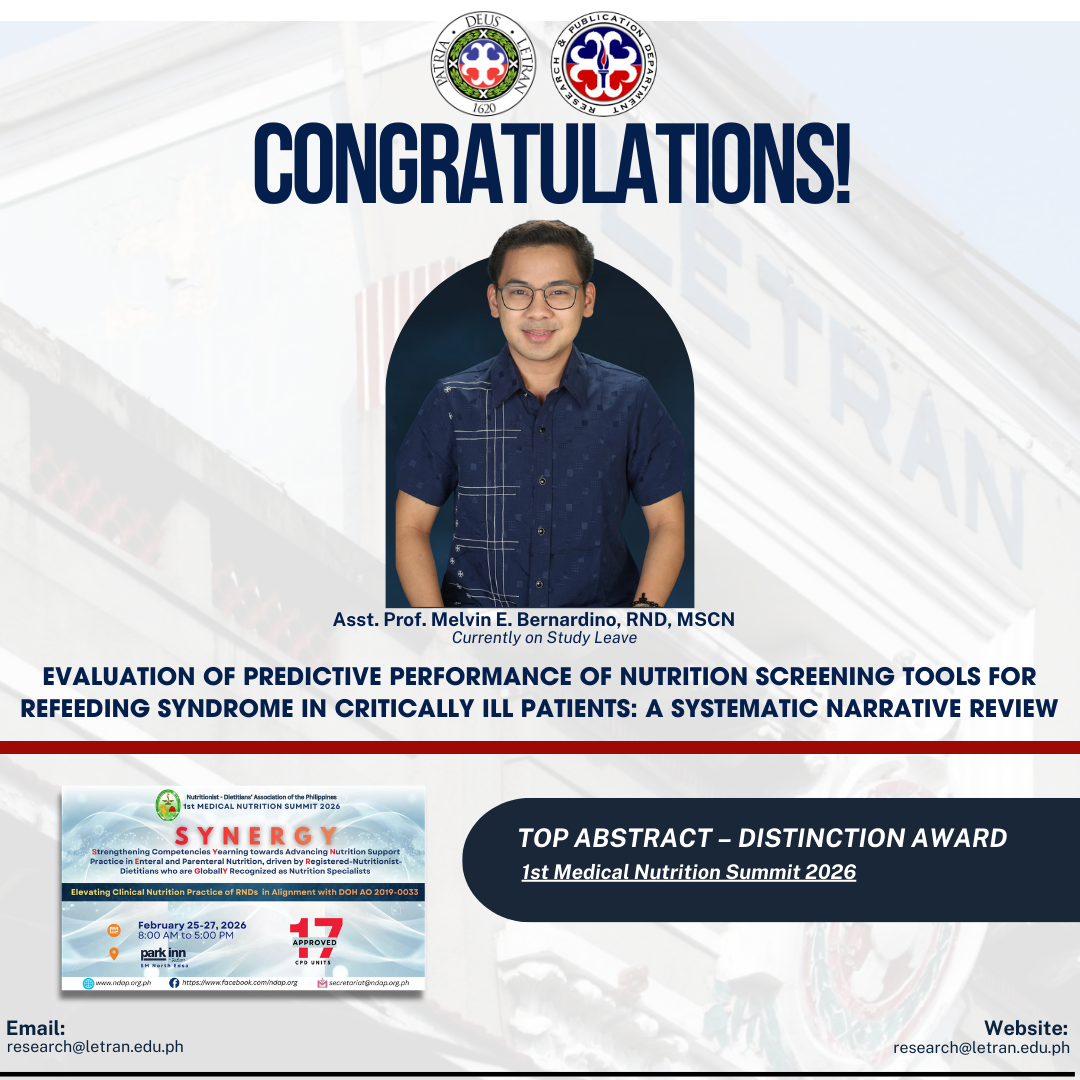 Asst. Prof. Melvin Bernardino Wins Top Abstract Award at National Nutrition Summit