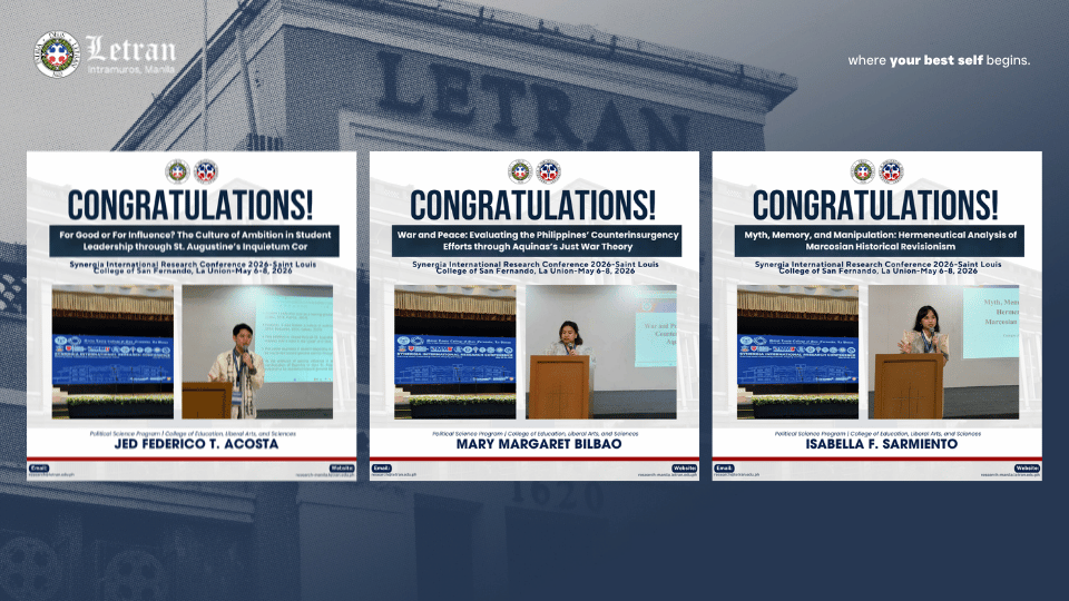 Letran Student Researchers Shine at Synergia International Research Conference 2026