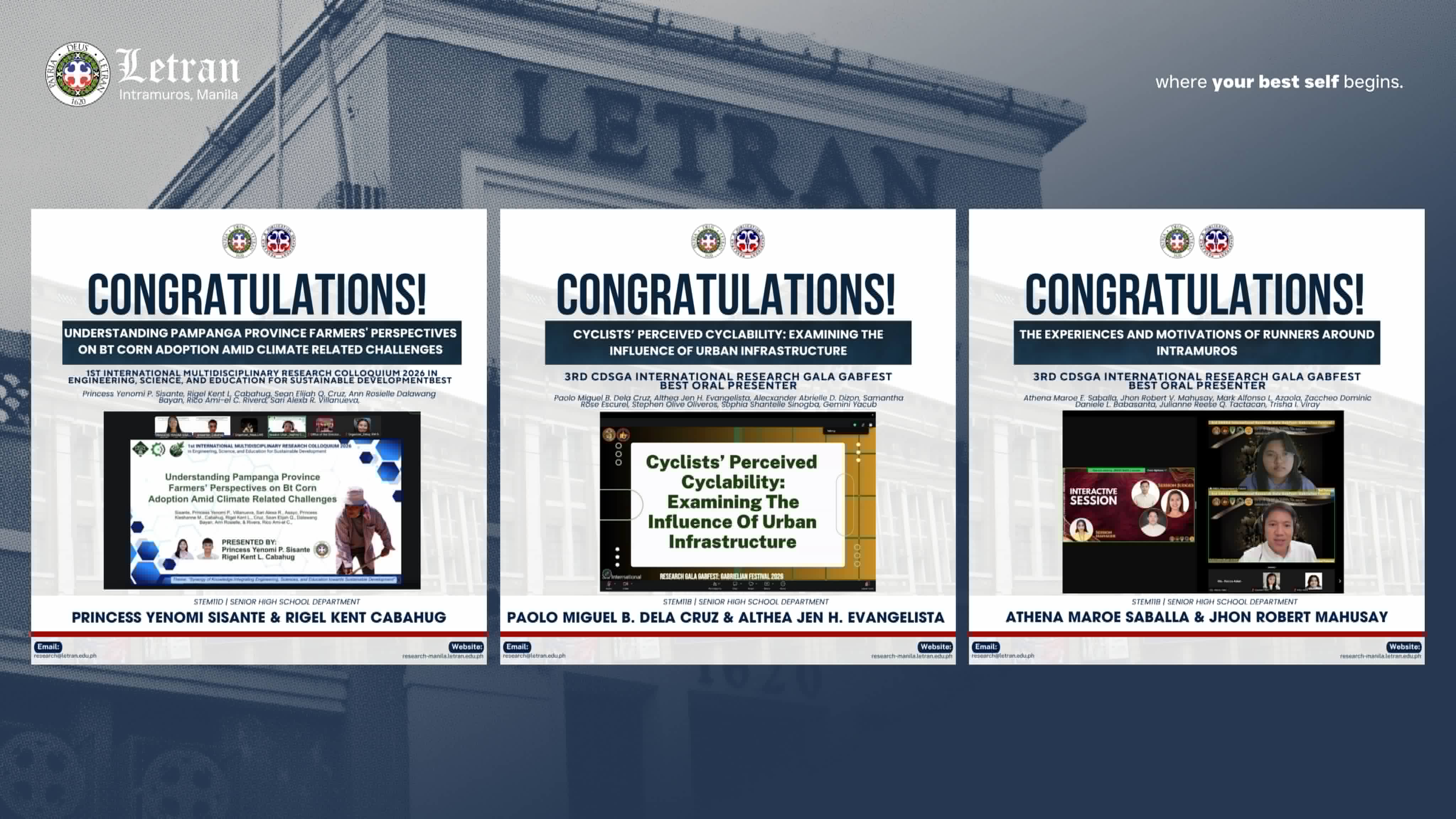 Letran Senior High School Researchers Earn Recognition at International Research Conferences